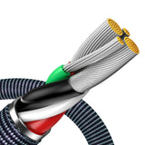 Cablu Baseus Crystal Shine (CAJY000101), USB to Lightning, 2.4A, 2m, Nylon Braided, Negru