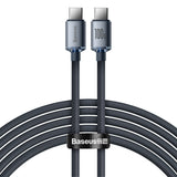 Cablu Baseus Crystal Shine (CAJY000701), Type-C to Type-C, 100W, 2m, Super Fast Charging, Nylon Braided, Negru