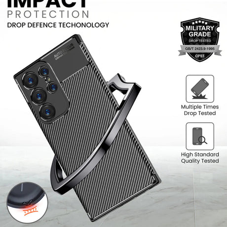 Husa de protectie Techsuit CarbonFiber compatibil cu Samsung Galaxy S24 Ultra, Negru