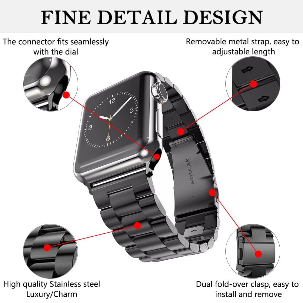 Techsuit Watchband W036 fekete szíj Apple Watch okosórához