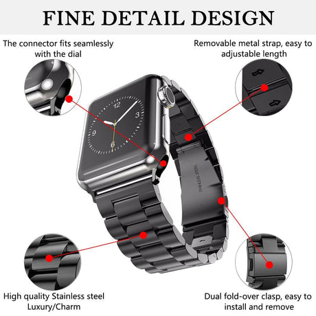 Curea smartwatch Techsuit Watchband (W036) compatibil cu Apple Watch 1/2/3/4/5/6/7/8/9/10/11/SE/SE 2/SE 3 (38/40/41/42mm), Negru