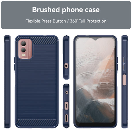 Husa de protectie Techsuit Carbon Silicone compatibil cu Nokia C32, Albastru