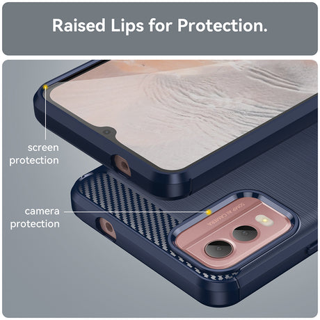 Husa de protectie Techsuit Carbon Silicone compatibil cu Nokia C32, Albastru