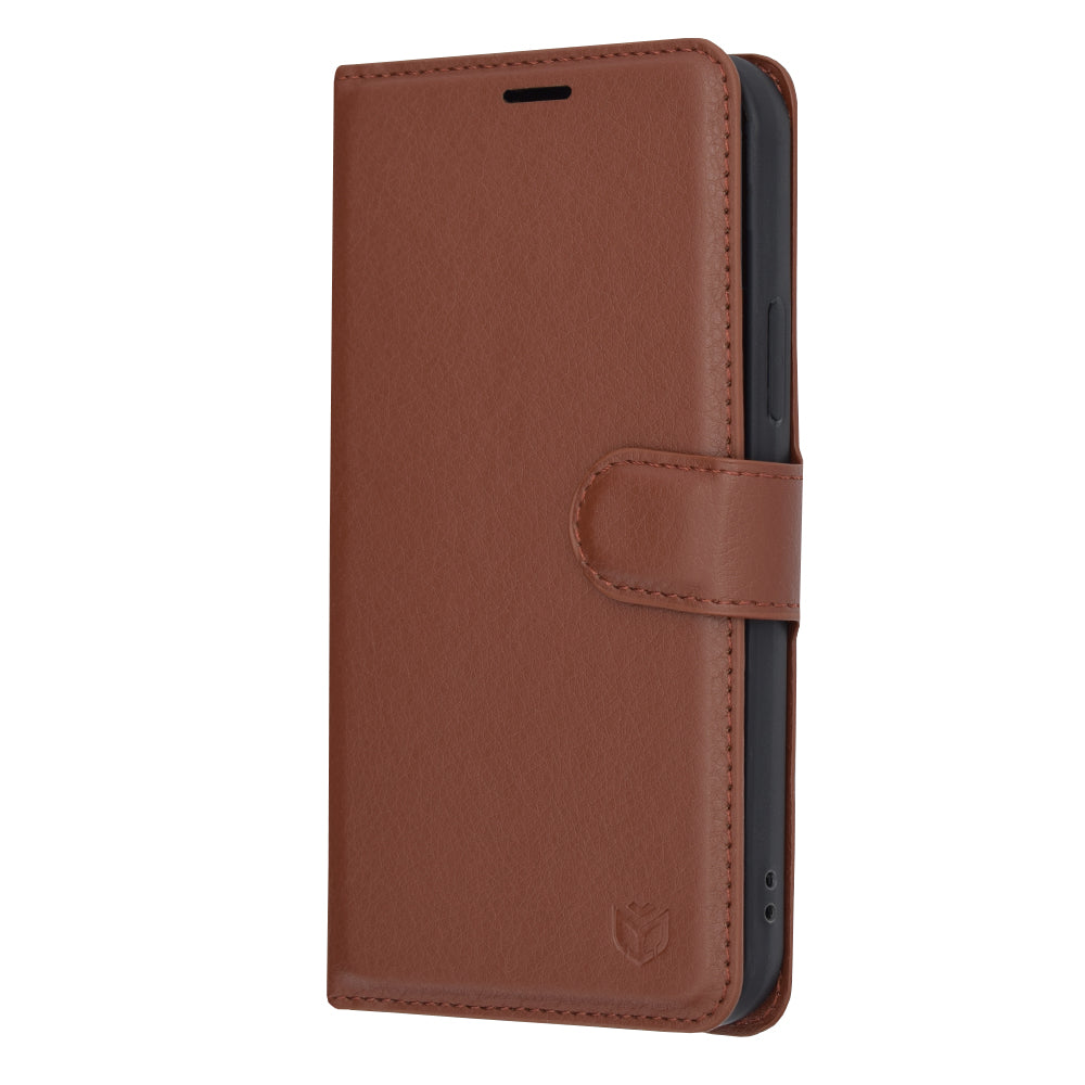 Husa de protectie Techsuit Leather Folio compatibil cu iPhone 12 Pro, Maro