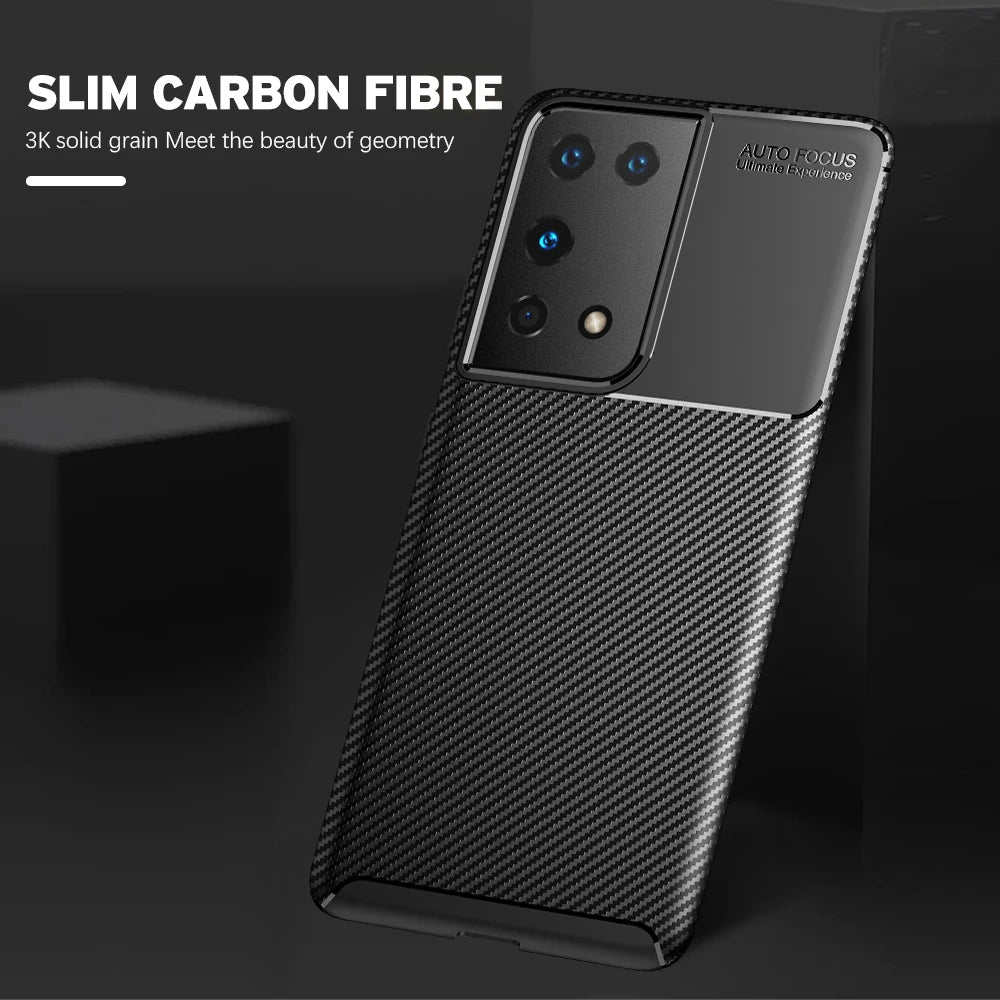 Husa de protectie Techsuit CarbonFiber compatibil cu Samsung Galaxy S21 Ultra 5G, Negru