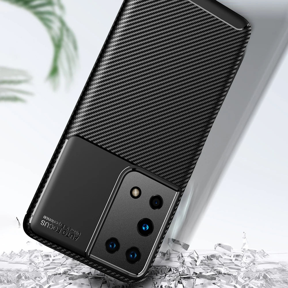 Husa de protectie Techsuit CarbonFiber compatibil cu Samsung Galaxy S21 Ultra 5G, Negru