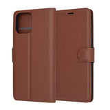 Husa de protectie Techsuit Leather Folio compatibil cu iPhone 13 Pro Max, Maro