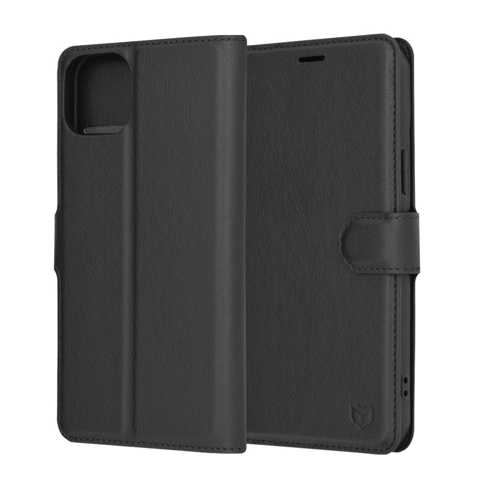 Husa de protectie Techsuit Leather Folio compatibil cu iPhone 15 Plus, Negru
