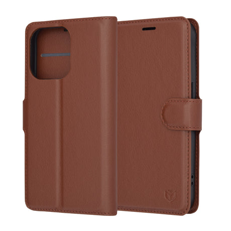 Husa de protectie Techsuit Leather Folio compatibil cu iPhone 15 Pro, Maro