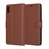 Husa de protectie Techsuit Leather Folio compatibil cu iPhone XS Max, Maro