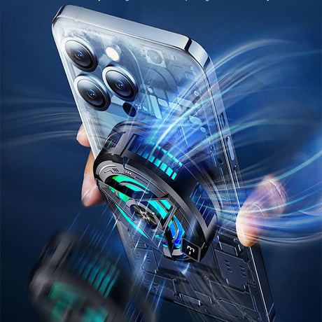 Accesoriu gaming Techsuit Phone Cooler (SL17), Magnetic, Temperature Display, Lights, Fast Cooling, Hydraulic Noise Reduction, Negru