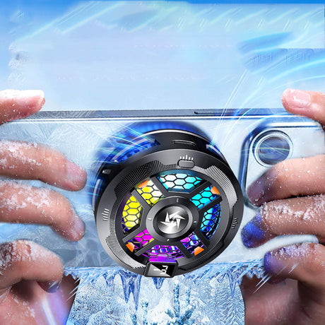 Accesoriu gaming Techsuit Phone Cooler (SL18), Magnetic, Temperature Display, RGB Lights, Fast Cooling, Universal, Negru