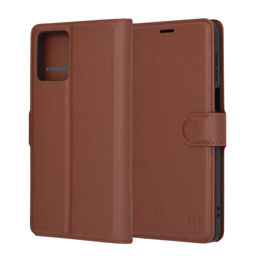 Husa de protectie Techsuit Leather Folio compatibil cu Motorola Moto G14, Maro