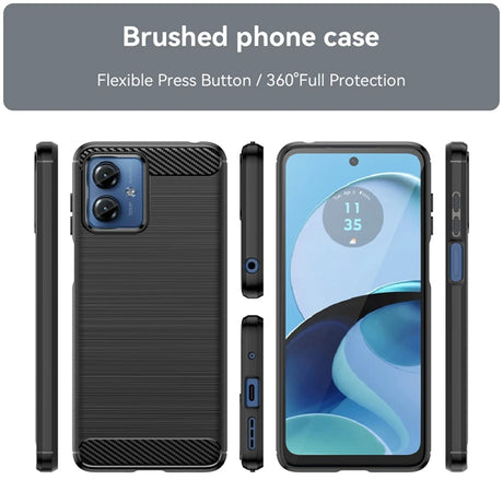 Husa de protectie Techsuit Carbon Silicone compatibil cu Motorola Moto G14, Albastru