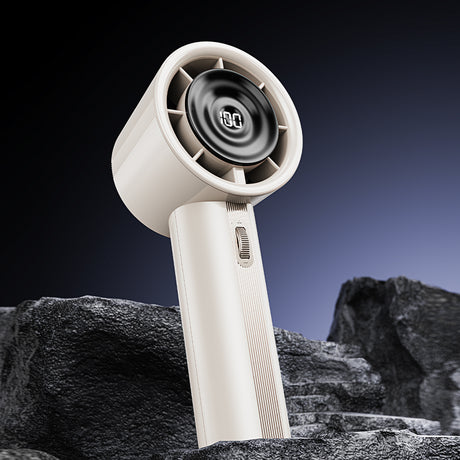Techsuit Handheld Mini Fan (CT-111), Portable, Adjustable, Rechargeable, Digital Display, 10W, Alb