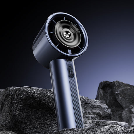 Techsuit Handheld Mini Fan (CT-111), Portable, Adjustable, Rechargeable, Digital Display, 10W, Albastru