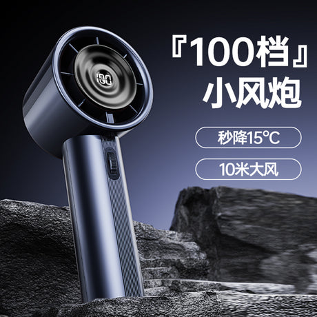 Techsuit Handheld Mini Fan (CT-111), Portable, Adjustable, Rechargeable, Digital Display, 10W, Albastru
