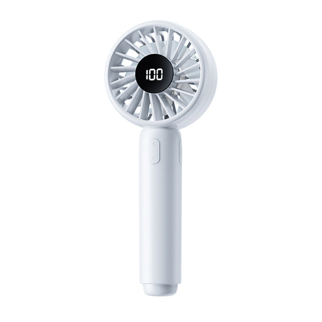 Techsuit Mini Portable Hand Fan (CT-110), with LED Digital Display, USB Rechargeable, High Speed, Alb