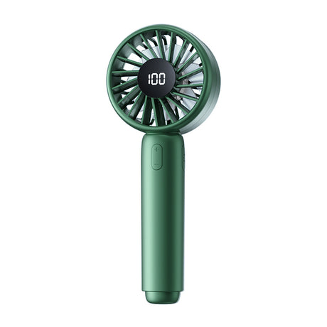 Techsuit Mini Portable Hand Fan (CT-110), with LED Digital Display, USB Rechargeable, High Speed, Verde