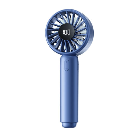 Techsuit Mini Portable Hand Fan (CT-110), with LED Digital Display, USB Rechargeable, High Speed, Albastru