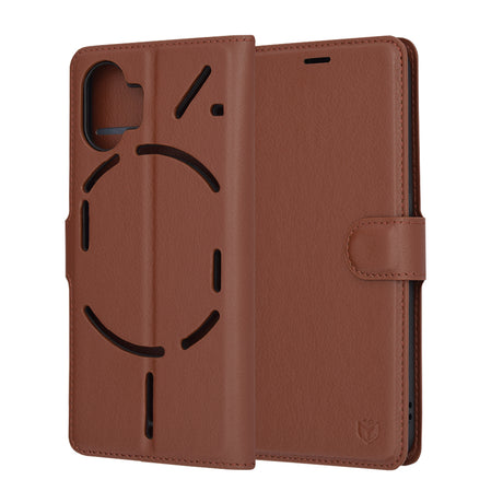 Husa de protectie Techsuit Leather Folio compatibil cu Nothing Phone (2), Maro