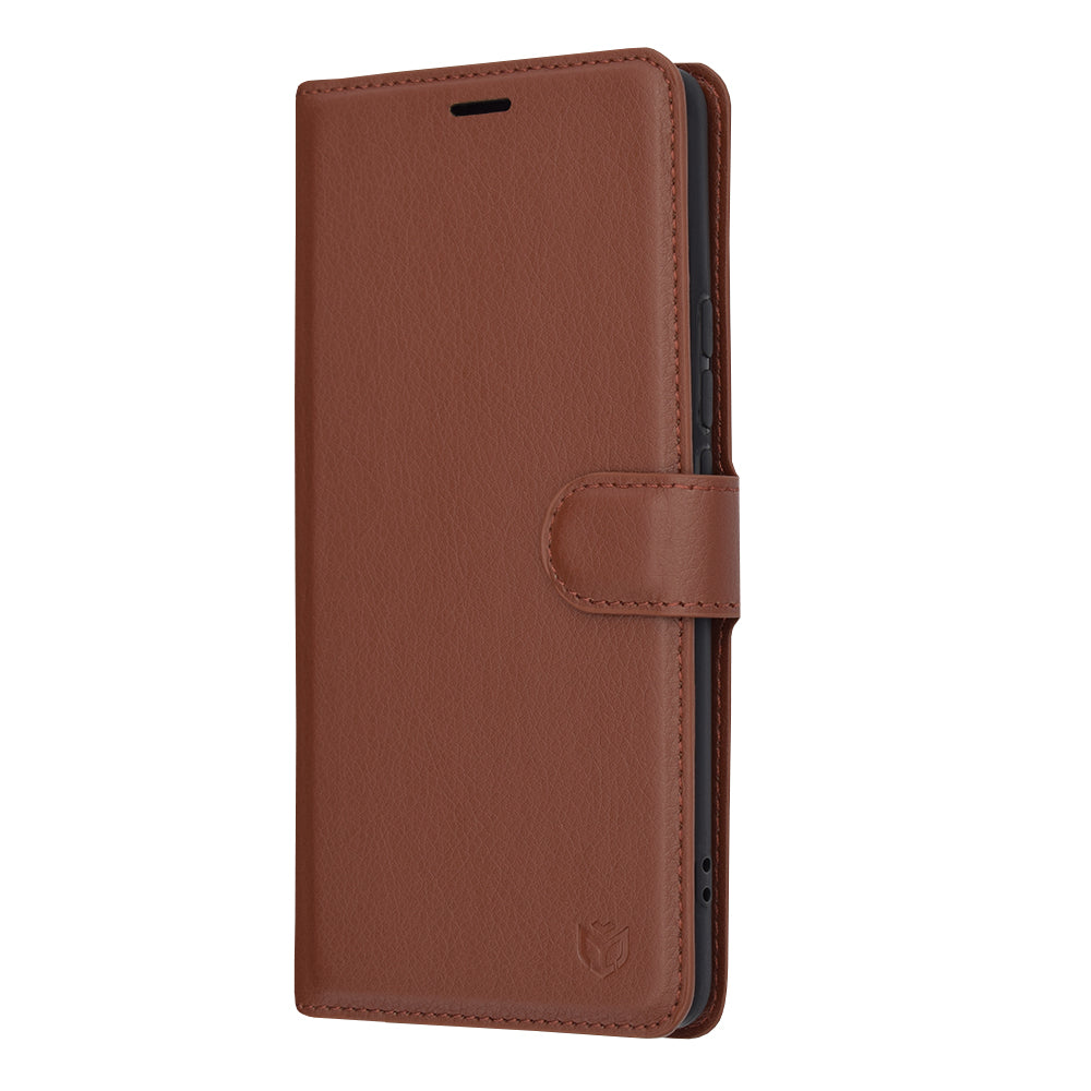Husa de protectie Techsuit Leather Folio compatibil cu Realme 12 Pro / 12 Pro+, Maro