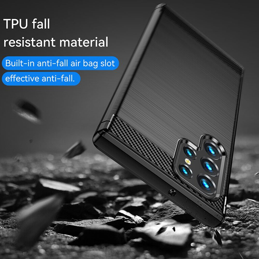 Husa de protectie Techsuit Carbon Silicone compatibil cu Samsung Galaxy S22 Ultra, Negru