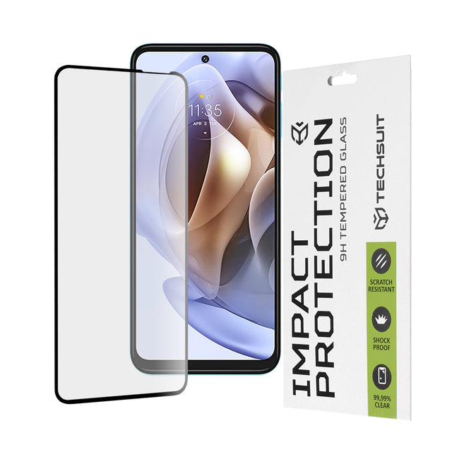 Folie de protectie Techsuit 111D Full Cover / Full Glue Glass compatibil cu Motorola Moto G31 / Moto G41 / Moto G62 5G / Moto G71 5G, Negru