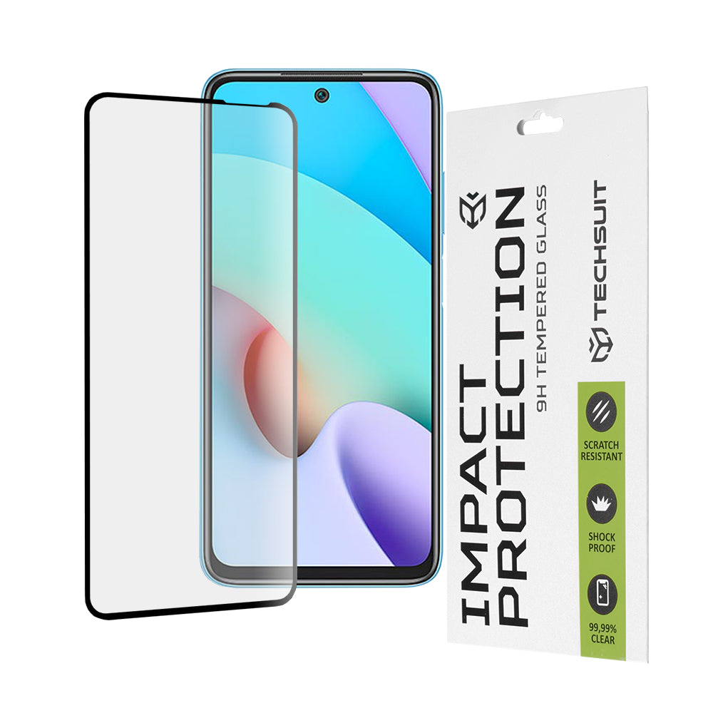 Folie de protectie Techsuit 111D Full Cover / Full Glue Glass compatibil cu Xiaomi Redmi 10 / Redmi 10 2022, Negru