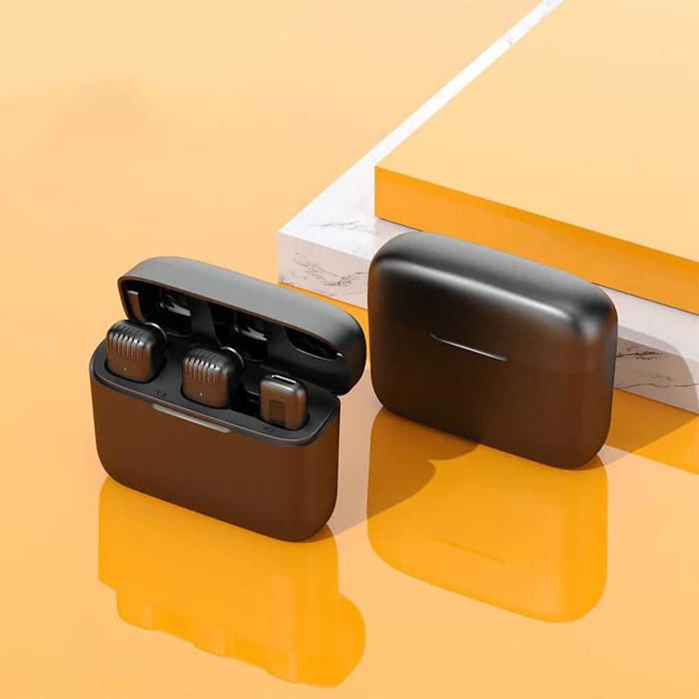 Casti Techsuit (set de 2) Lavalier Wireless (LW4), Receiver, Type-C, Noise Reduction, Omnidirectional, Plug and Play, Negru