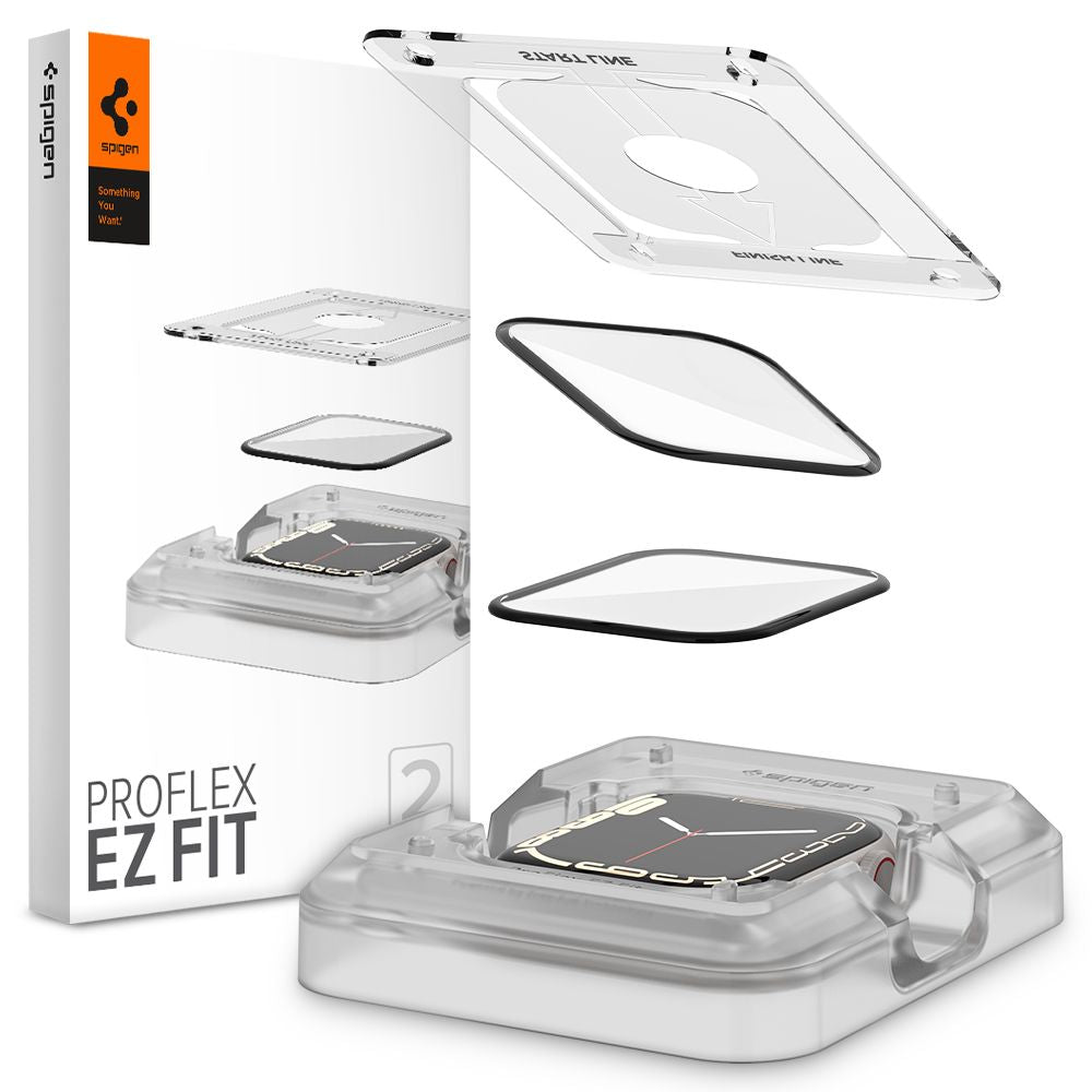 Accesoriu smartwatch Spigen (set de 2) ProFlex EZ Fit (AFL04051) compatibil cu Apple Watch 7 / 8 / 9 (45mm), Negru