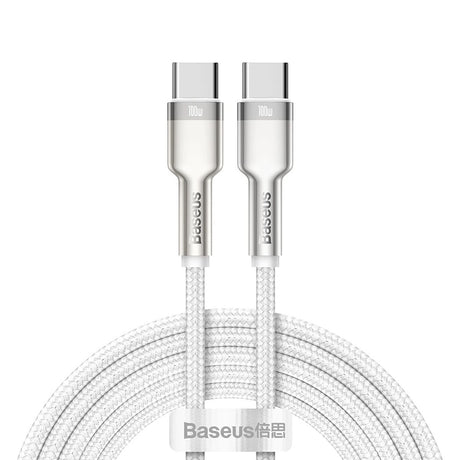 Cablu Baseus Cafule Series Metal (CATJK-C02), Type-C to Type-C, Super Fast Charge, 100W, 480Mbps, 20V, 5A, 1m, Alb