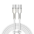 Cablu Baseus Cafule Series Metal (CATJK-D02), Type-C to Type-C, Super Fast Charge, 100W, 480Mbps, 20V, 5A, 2m, Alb