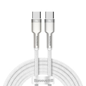 Cablu Baseus Cafule Series Metal (CATJK-D02), Type-C to Type-C, Super Fast Charge, 100W, 480Mbps, 20V, 5A, 2m, Alb