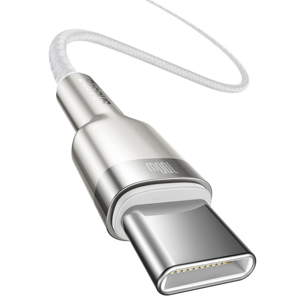 Cablu Baseus Cafule Series Metal (CATJK-D02), Type-C to Type-C, Super Fast Charge, 100W, 480Mbps, 20V, 5A, 2m, Alb