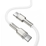 Cablu Baseus Cafule Series Metal (CATJK-D02), Type-C to Type-C, Super Fast Charge, 100W, 480Mbps, 20V, 5A, 2m, Alb