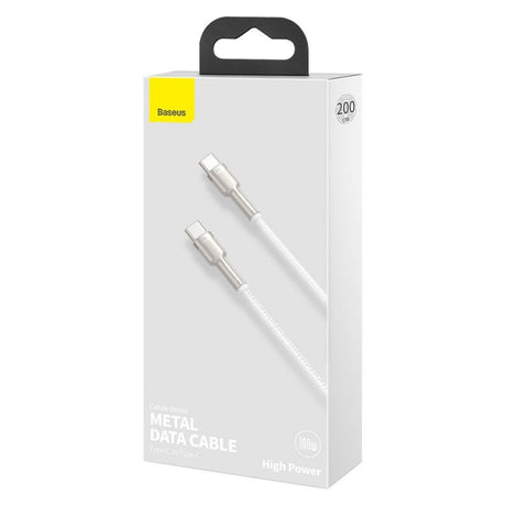 Cablu Baseus Cafule Series Metal (CATJK-D02), Type-C to Type-C, Super Fast Charge, 100W, 480Mbps, 20V, 5A, 2m, Alb