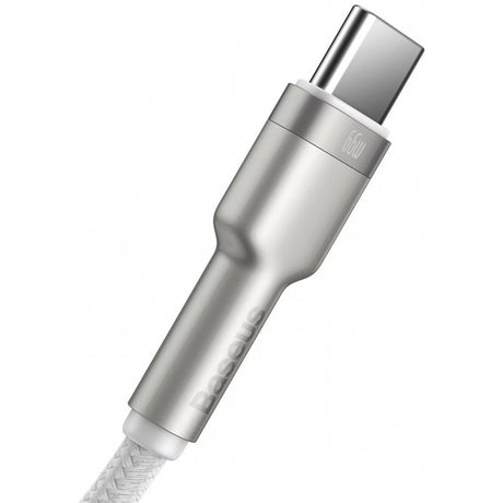 Cablu Baseus Cafule Series Metal (CAKF000102), USB to Type-C Fast Charging, 66W, 6A, 1m, Alb