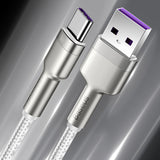 Cablu Baseus Cafule Series Metal (CAKF000102), USB to Type-C Fast Charging, 66W, 6A, 1m, Alb