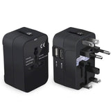 Incarcator Techsuit Travel Adapter (HHT202), 2 x USB, EU, UK, AUS, US, Negru