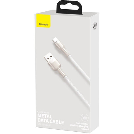 Cablu Baseus Cafule Series Metal (CAKF000202), USB to Type-C 66W, 2m, Alb
