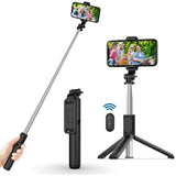 Suport Techsuit Selfie Stick (Q01), with Bluetooth Remote Control and Stable Tripod Mount, 101cm, Negru