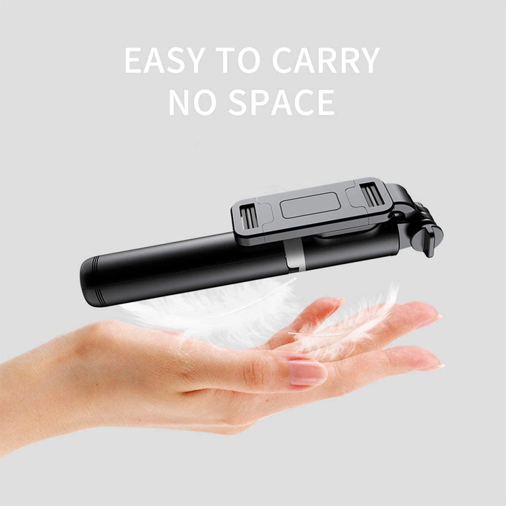 Suport Techsuit Selfie Stick (Q01), with Bluetooth Remote Control and Stable Tripod Mount, 101cm, Negru