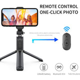 Suport Techsuit Selfie Stick (Q01), with Bluetooth Remote Control and Stable Tripod Mount, 101cm, Negru
