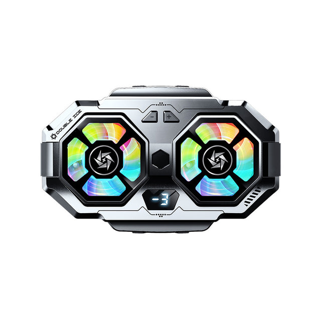 Accesoriu gaming Techsuit Phone Cooler (SL22), Twin Turbine, with LED Digital Display, RGB Lights, Gear Button, Fast Cooling, Gri
