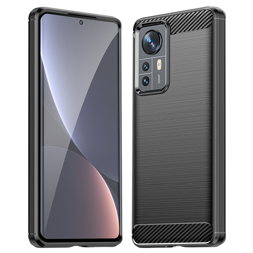 Husa de protectie Techsuit Carbon Silicone compatibil cu Xiaomi 12 / 12X, Negru
