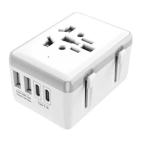 Incarcator Techsuit Travel Adapter (HHt204A), 15W, 2xUSB-C, 2xUSB, EU to UK, AUS, US, Alb