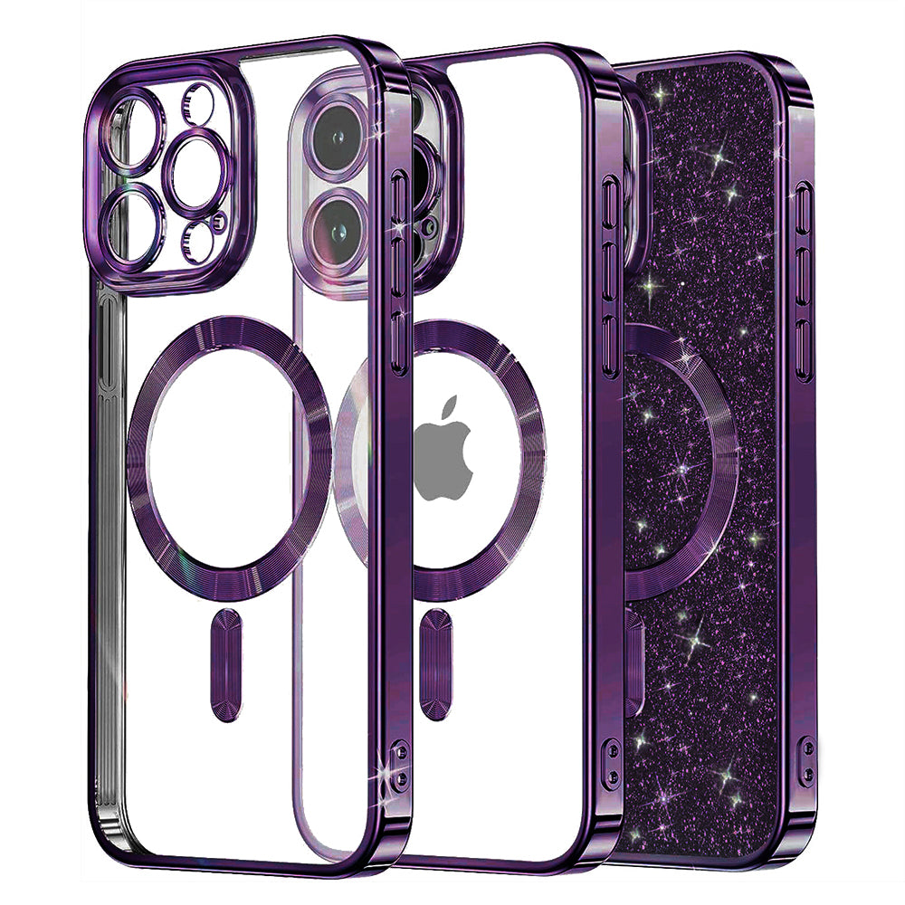 Husa de protectie Techsuit Luxury Glitter MagSafe compatibil cu iPhone 13 Pro, Mov Inchis