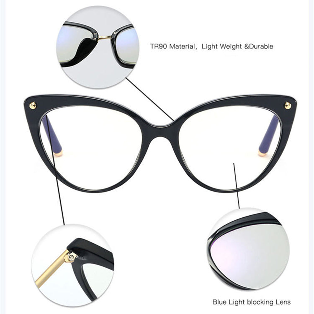Techsuit Anti-Blue Light Glasses Reflex TR90 (F93308), Cat Eye, Transparent / Leopard