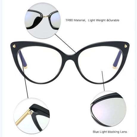 Techsuit Anti-Blue Light Glasses Reflex TR90 (F93308), Cat Eye, Transparent / Leopard